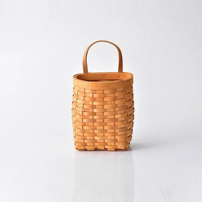 Vintage Woven Hanging Storage Baskets – Wall-Mounted Wooden Organizer C by Simple Homes