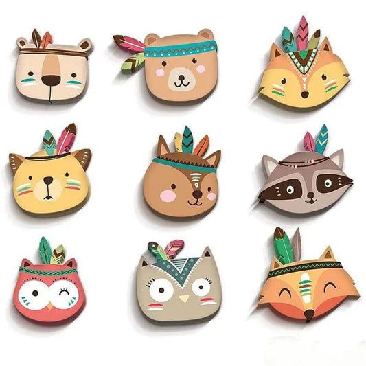 Whimsical Animal Wall Décor – Soft Cotton Heads for Kids' Rooms by Simple Homes
