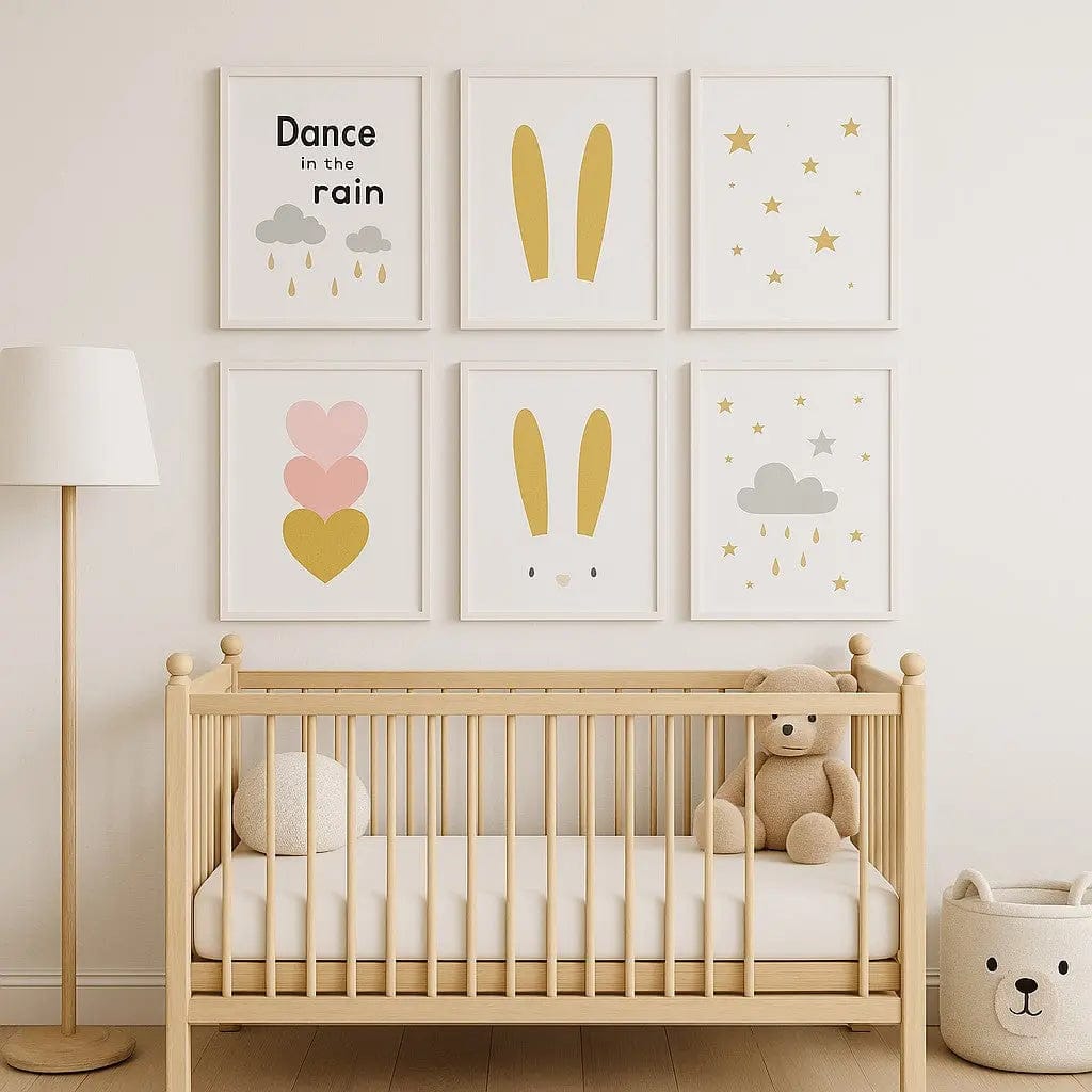 Whimsical Bunny & Rain Wall Art Set by Simple Homes