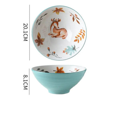 Whispering Woods Bowel set- Artisan Porcelain Collection Sika deer by Simple Homes