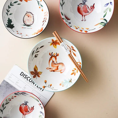 Whispering Woods Bowel set- Artisan Porcelain Collection Sika deer by Simple Homes