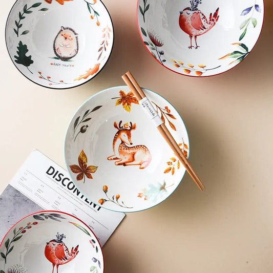 Whispering Woods Bowel set- Artisan Porcelain Collection Sika deer by Simple Homes