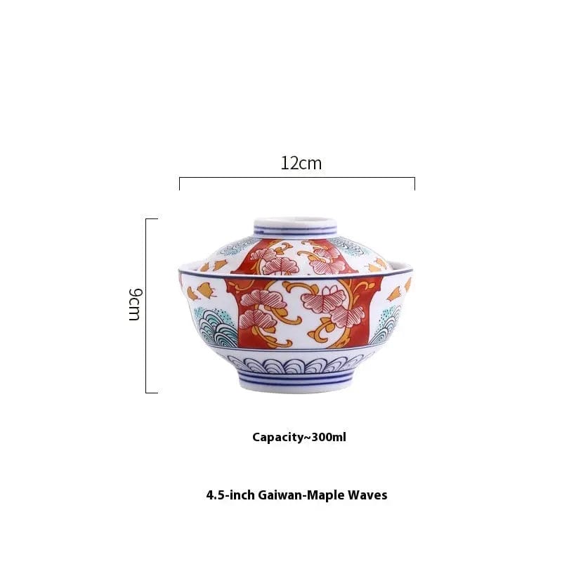 Whispers of Japan – Porcelain Stew Bowl with Lid 4.5inches Maple Leaf HAILANG by Simple Homes