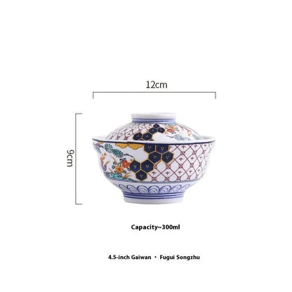 Whispers of Japan – Porcelain Stew Bowl with Lid 4.5inches Rich Pine And Bamboo by Simple Homes