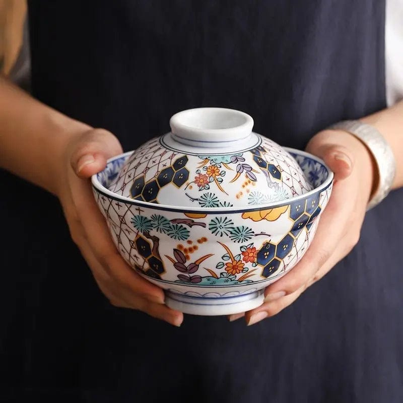 Whispers of Japan – Porcelain Stew Bowl with Lid by Simple Homes