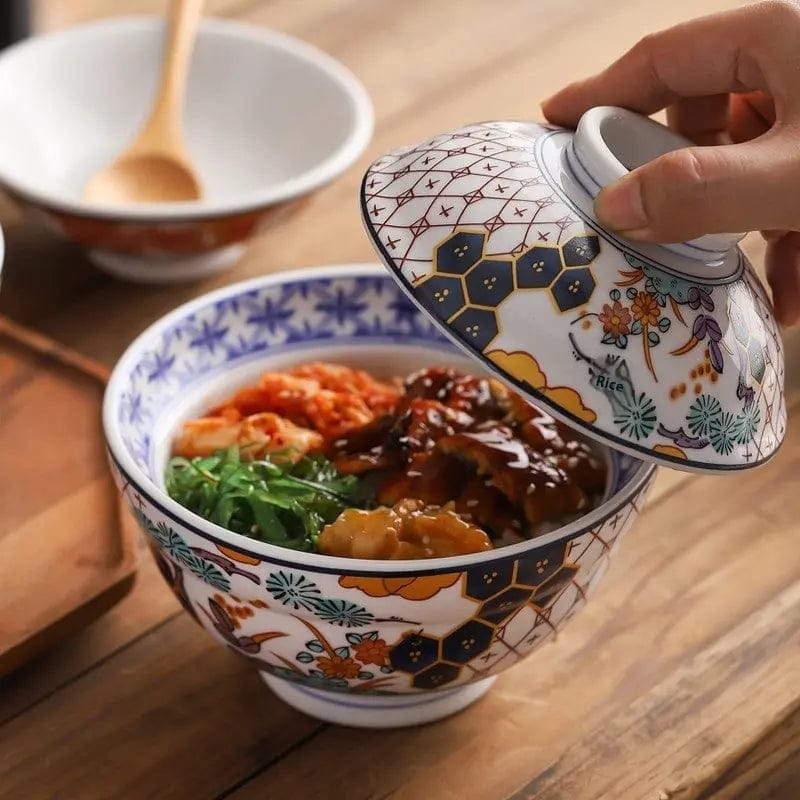 Whispers of Japan – Porcelain Stew Bowl with Lid by Simple Homes