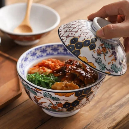 Whispers of Japan – Porcelain Stew Bowl with Lid by Simple Homes