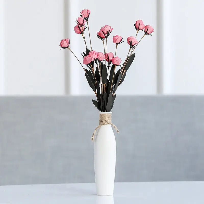 Willow Whisper Ceramic Vase Lan Ruo Small and String Rose by Simple Homes