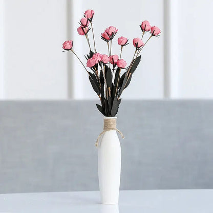 Willow Whisper Ceramic Vase Lan Ruo Small and String Rose by Simple Homes