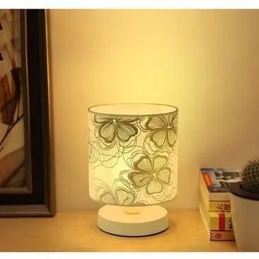 Wooden LED Table Lamp with Linen Shade – USB Bedside Decorative Light by Simple Homes