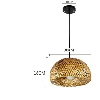 Woven Glow – Handcrafted Bamboo Pendant Light Wooden / C With 9W bulb by Simple Homes