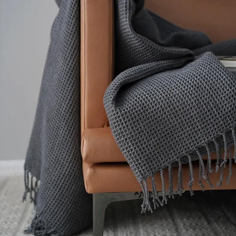 Woven Warmth – Lightweight Acrylic Throw Blanket Dark Grey / 150x220CM by Simple Homes