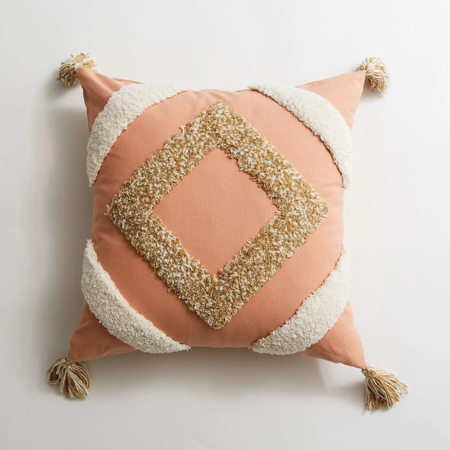ZigZag Threads Embroidered Cotton Cushion Cover 01 Pink / 45x 45cm by Simple Homes