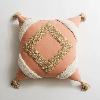 ZigZag Threads Embroidered Cotton Cushion Cover 01 Pink / 45x 45cm by Simple Homes