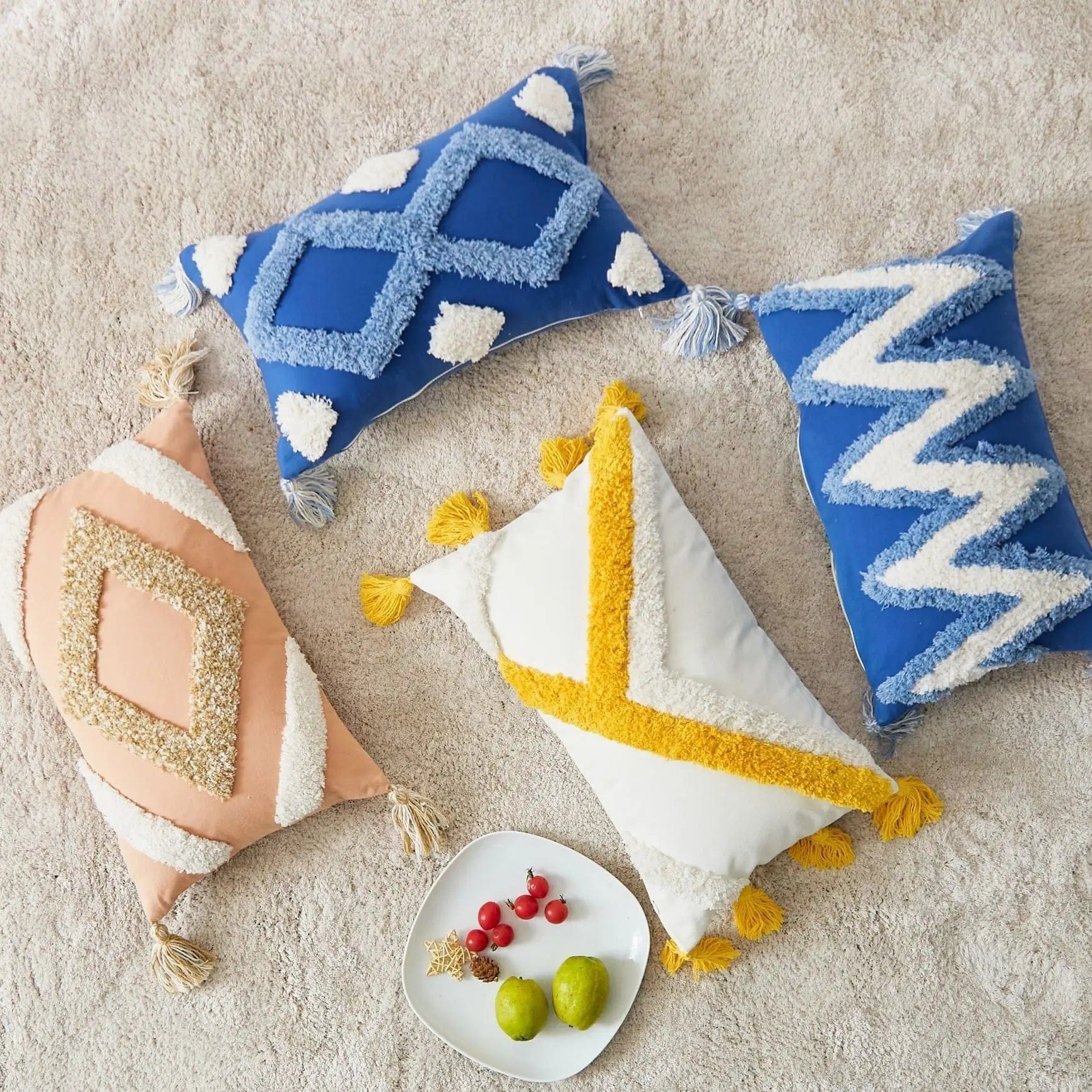 ZigZag Threads Embroidered Cotton Cushion Cover by Simple Homes